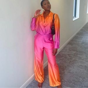 Gradient rainbow trouser suit